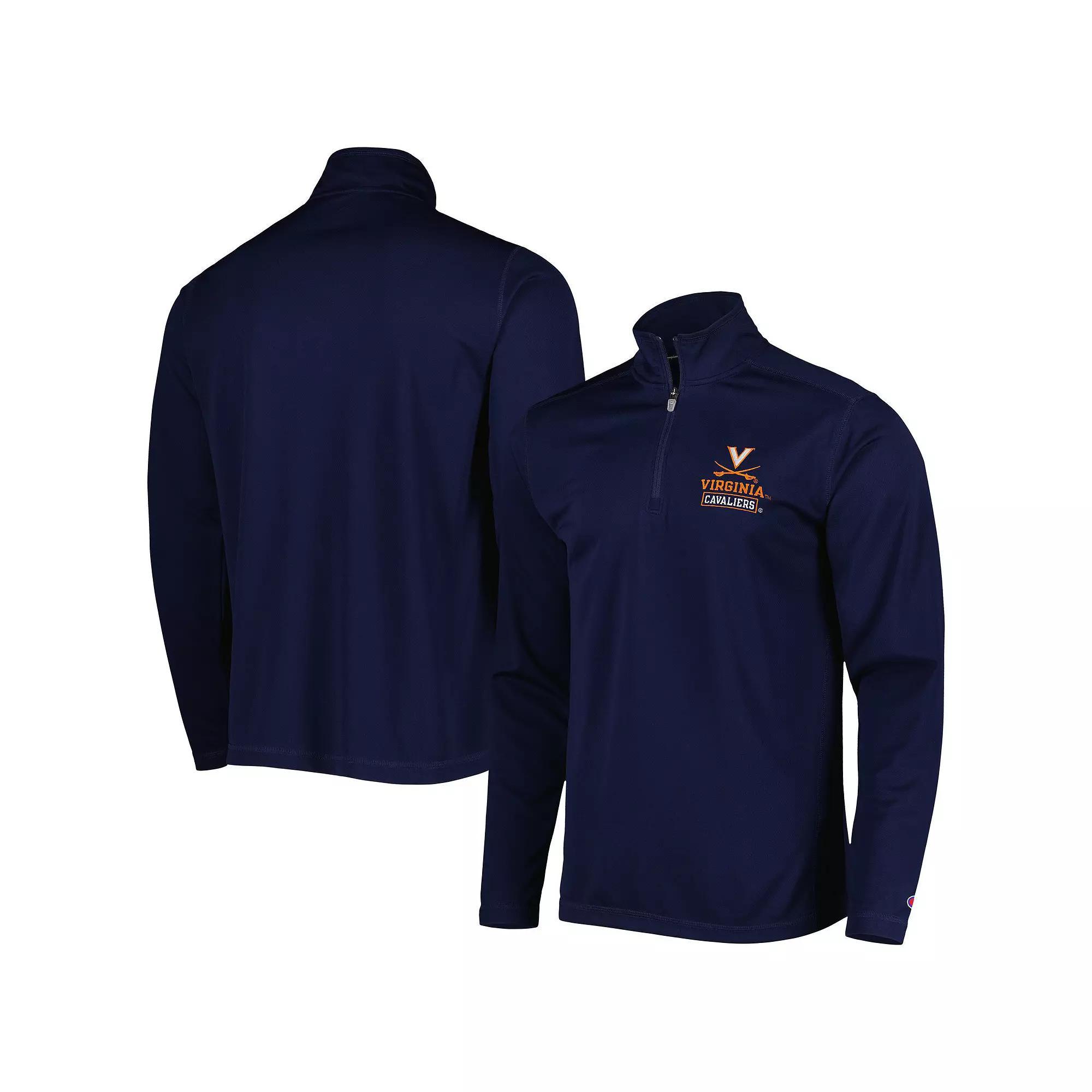 Men's Champion Navy Virginia Cavaliers Textured Quarter-Zip Jacket, Size: Medium, Blue Product Image