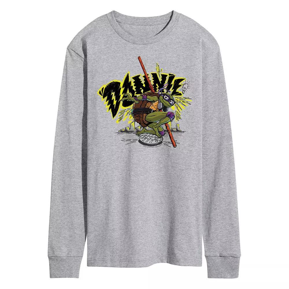 Men's TMNT Mutant Mayhem Don Long Sleeve Graphic Tee, Size: Small, Gray Product Image