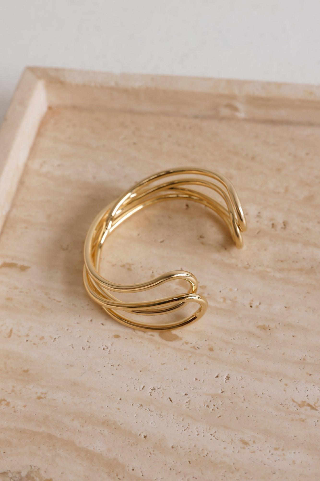 18k Gold Plated Smooth Style Cuff Gold Product Image