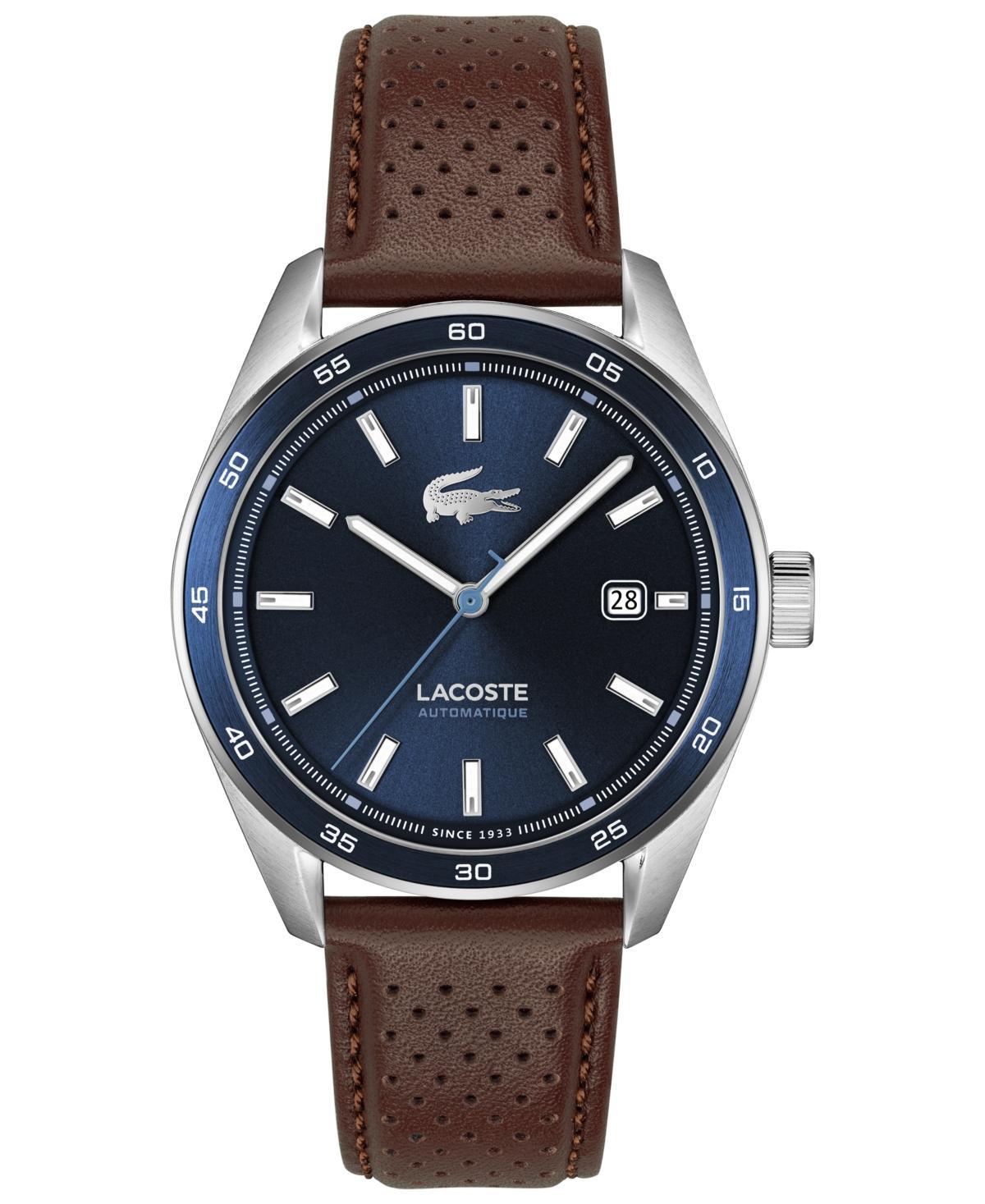 Lacoste Mens Boston Automatic Brown Leather Strap Watch Product Image