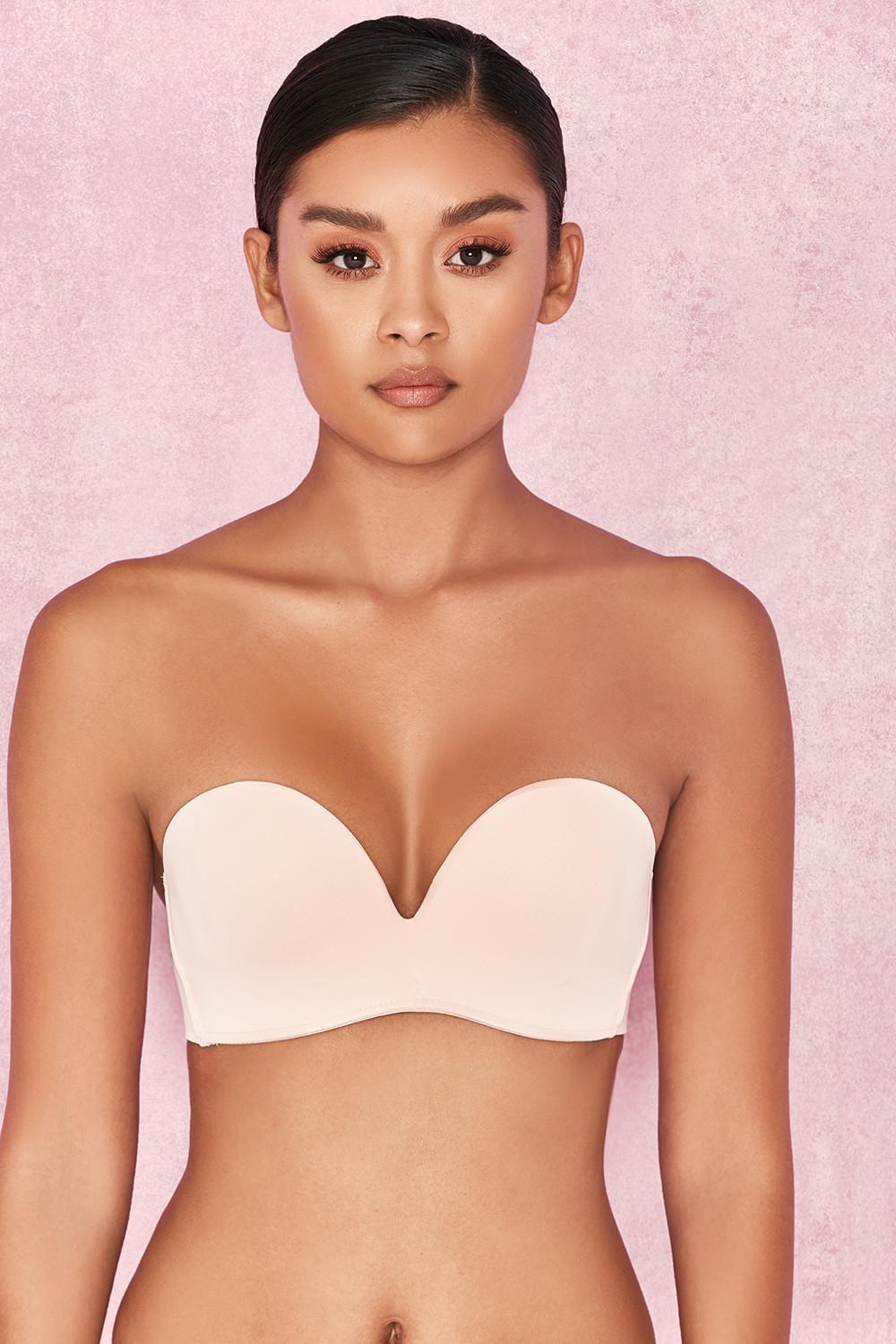 Smooth  plain molded strapless bra - beige Product Image