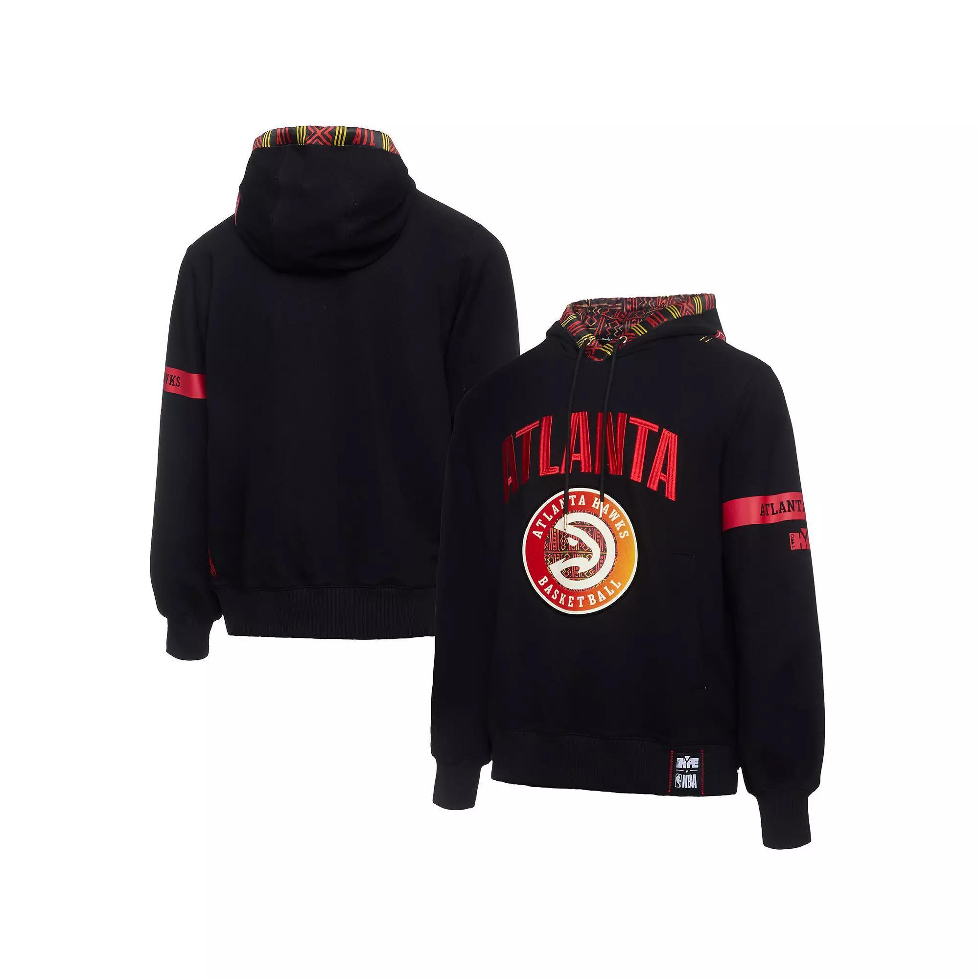 Men's NBA x Two Hype  Black Atlanta Hawks Culture & Hoops Collection Premium Pullover Hoodie, Size: Medium Product Image