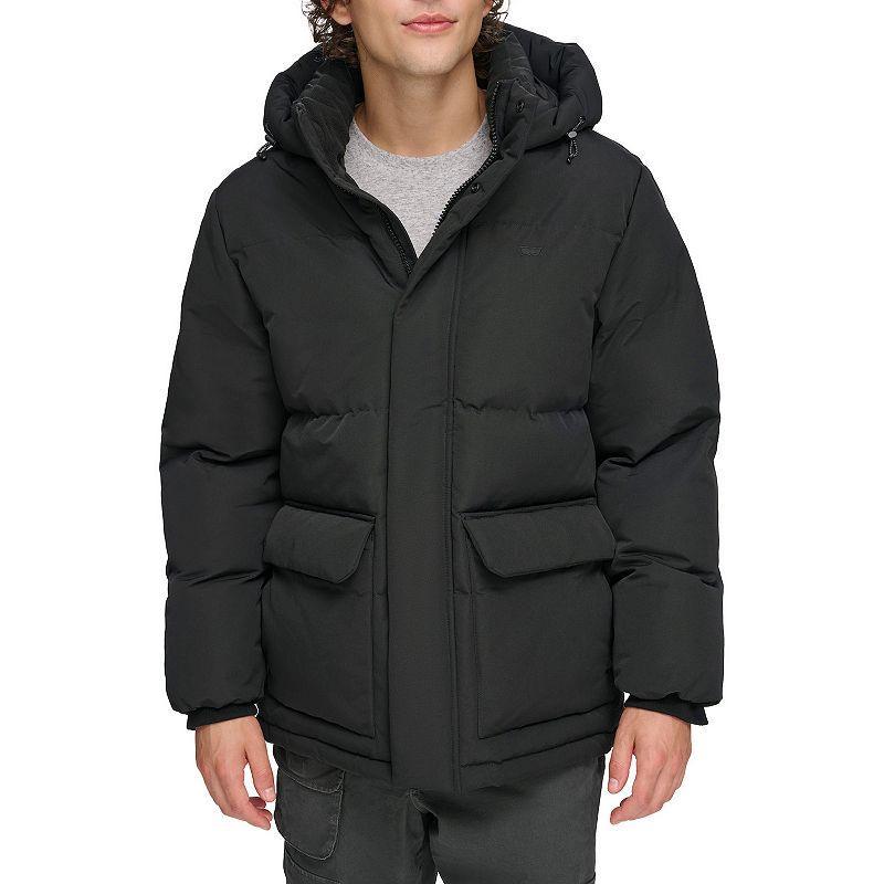 Mens Levis Heavyweight Hooded Puffer Parka Coat Green Product Image