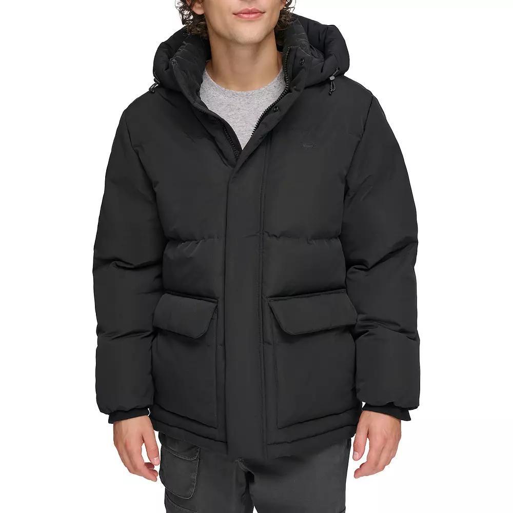 Men's Levi's® Heavyweight Hooded Puffer Parka Coat, Size: Large, Black Product Image