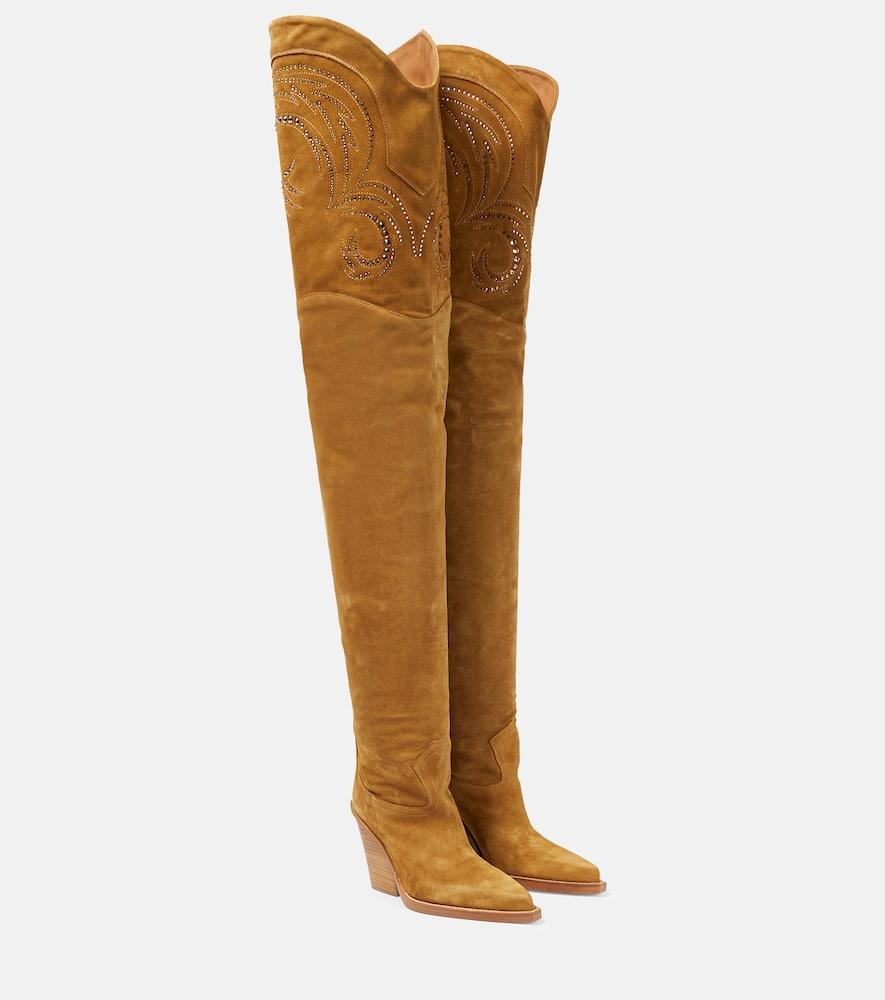 PARIS TEXAS Holly Dakota Suede Over-the-knee Boots In Brown Product Image