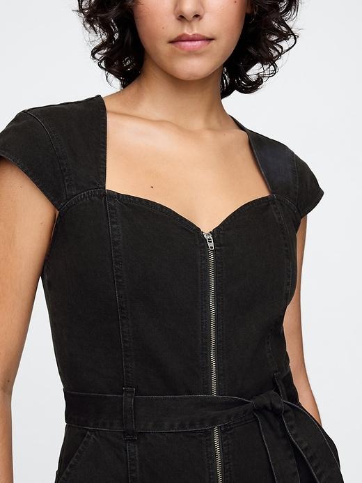 Belted Denim Jumpsuit Product Image