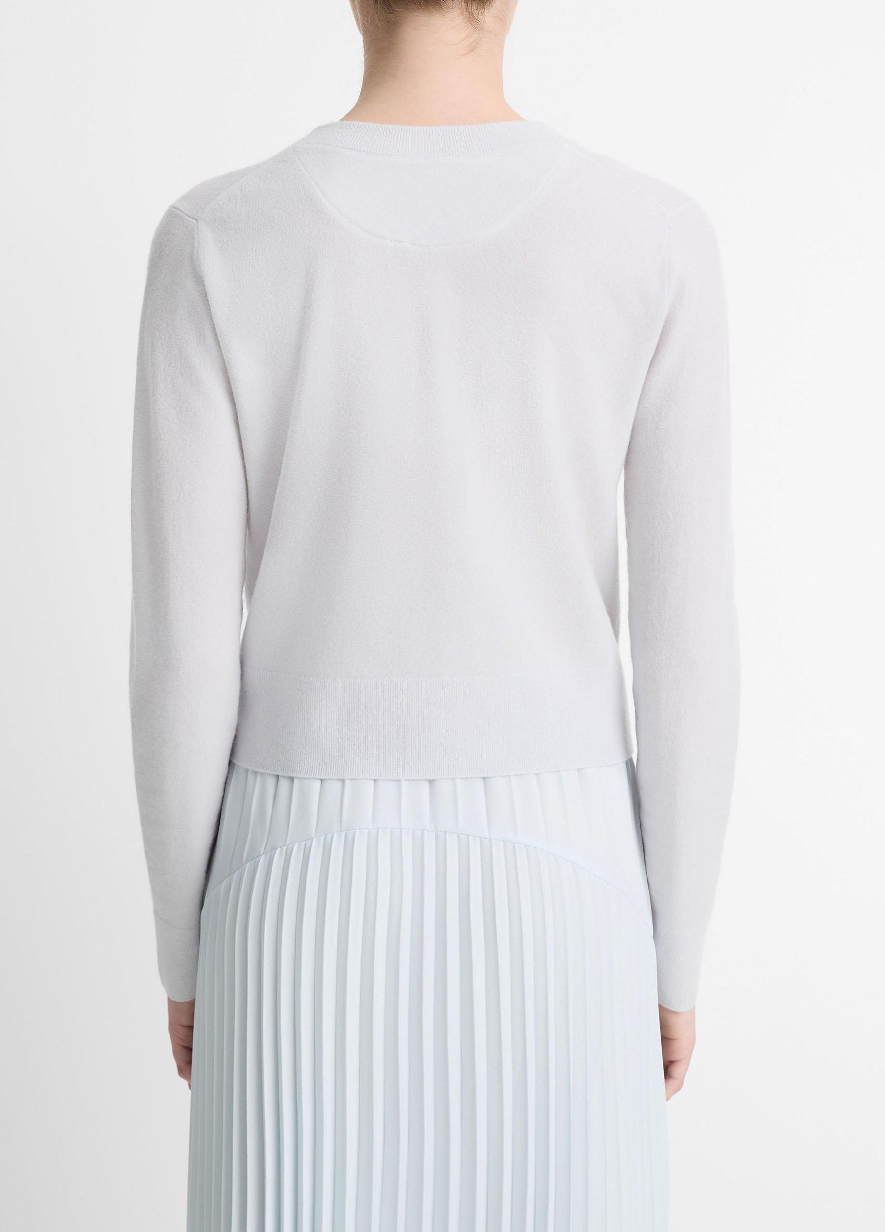 Wool & Cashmere-Blend Tipped Half-Moon Cardigan Product Image