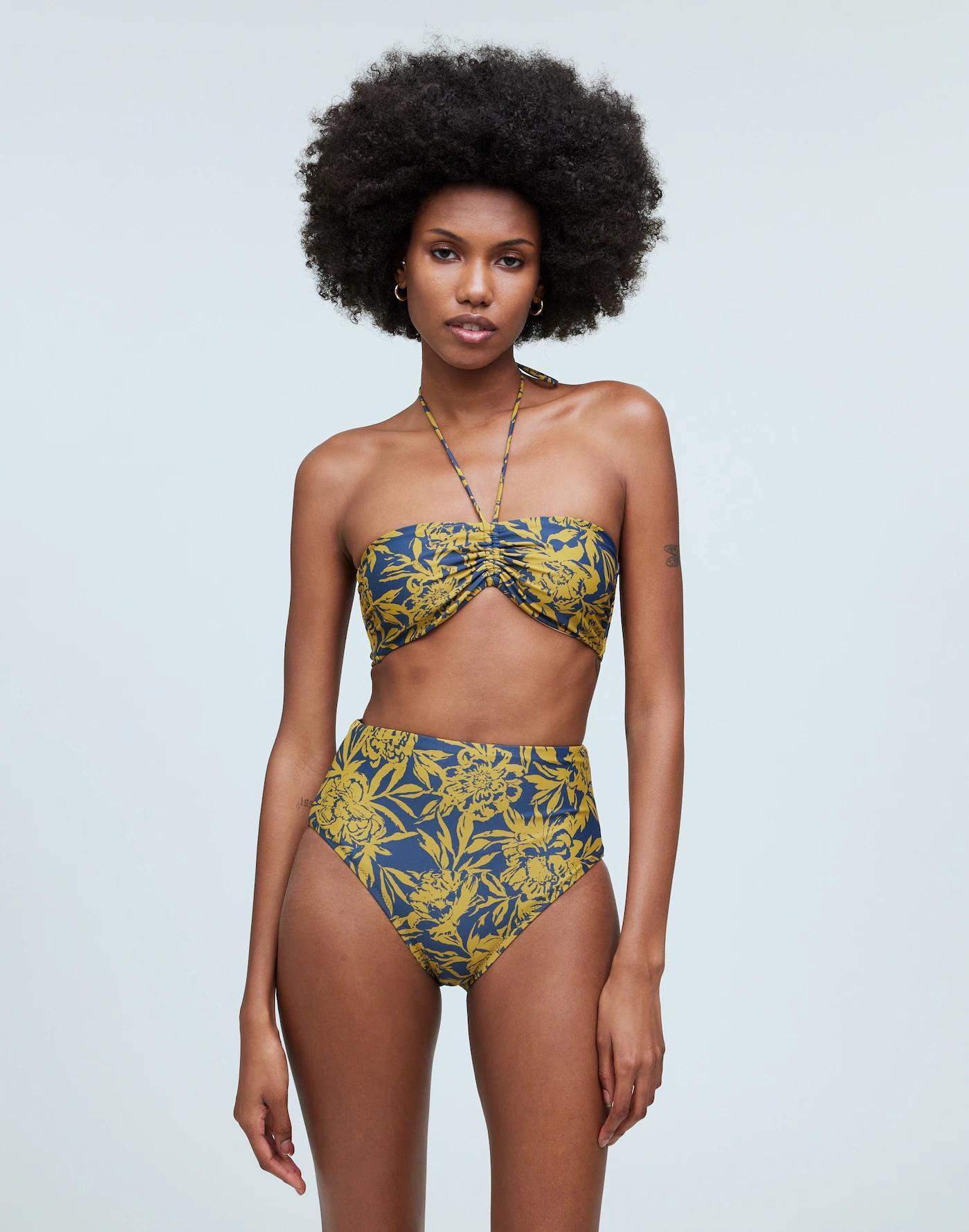 Cinched Halter Bikini Top in Floral Product Image