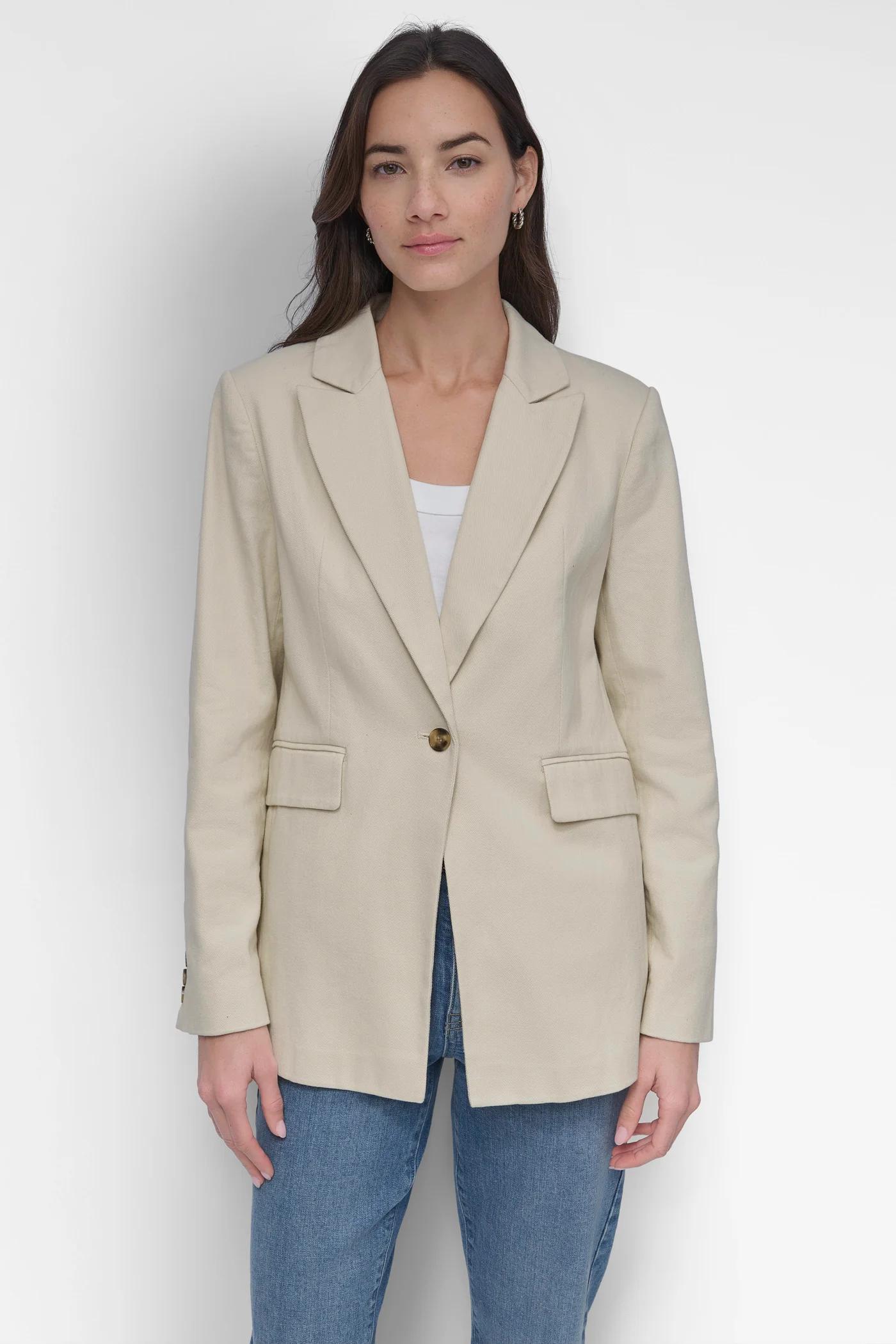 SINGLE BUTTON BLAZER WITH CUT AWAY HEM Product Image