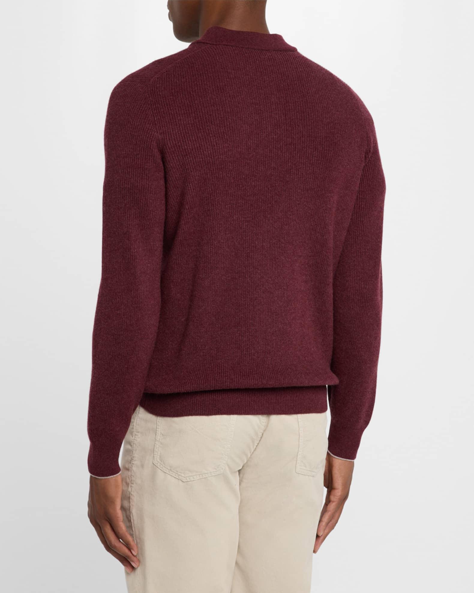 Men's Ribbed Cashmere Henley Sweater Product Image
