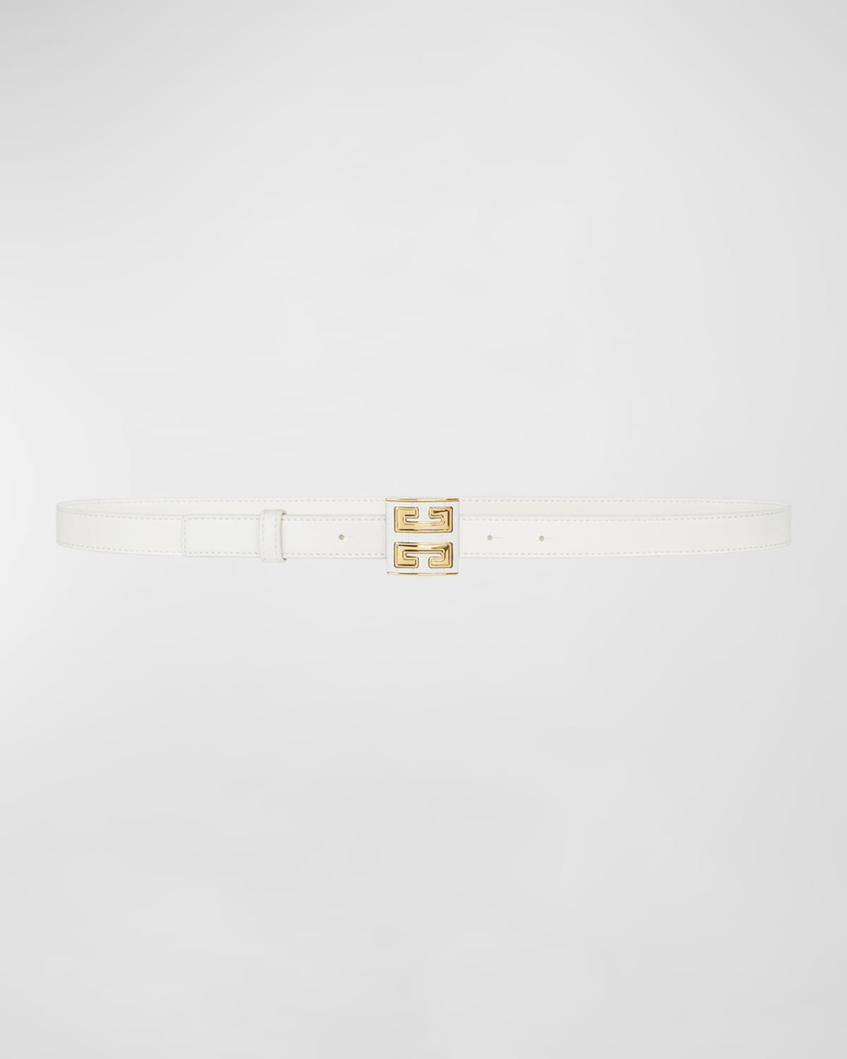 4G Leather & Brass Skinny Belt Product Image