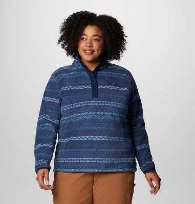 Columbia Womens Benton Springs Printed Half Snap Fleece Pullover - Plus Size- Product Image