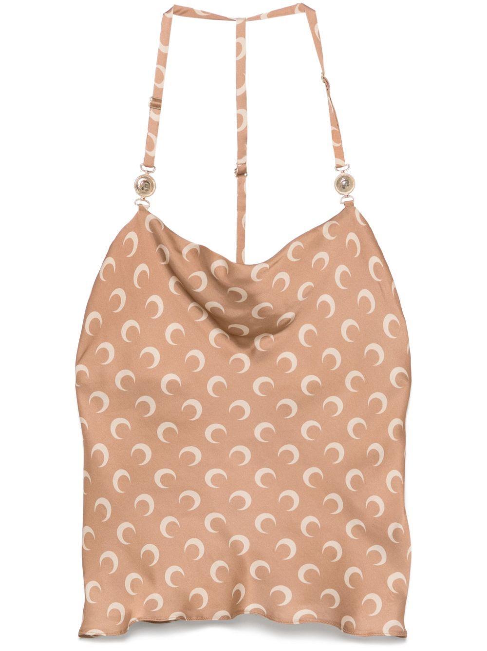 crescent moon-print satin top Product Image