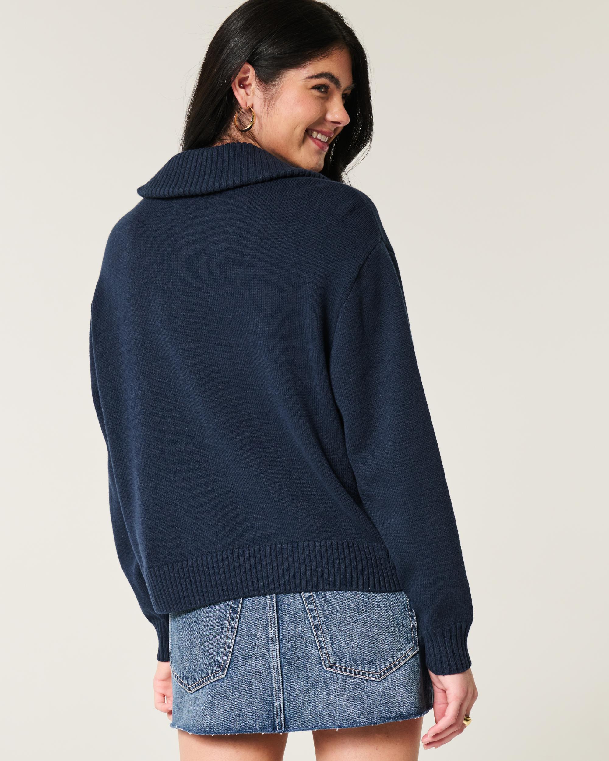 Oversized Half-Zip Graphic Sweater Product Image