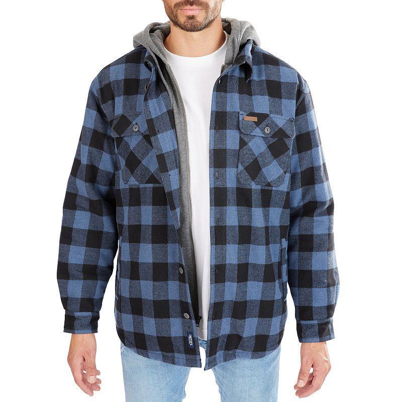 Mens Sherpa-Lined Hooded Flannel Shirt Jacket, Mens Product Image