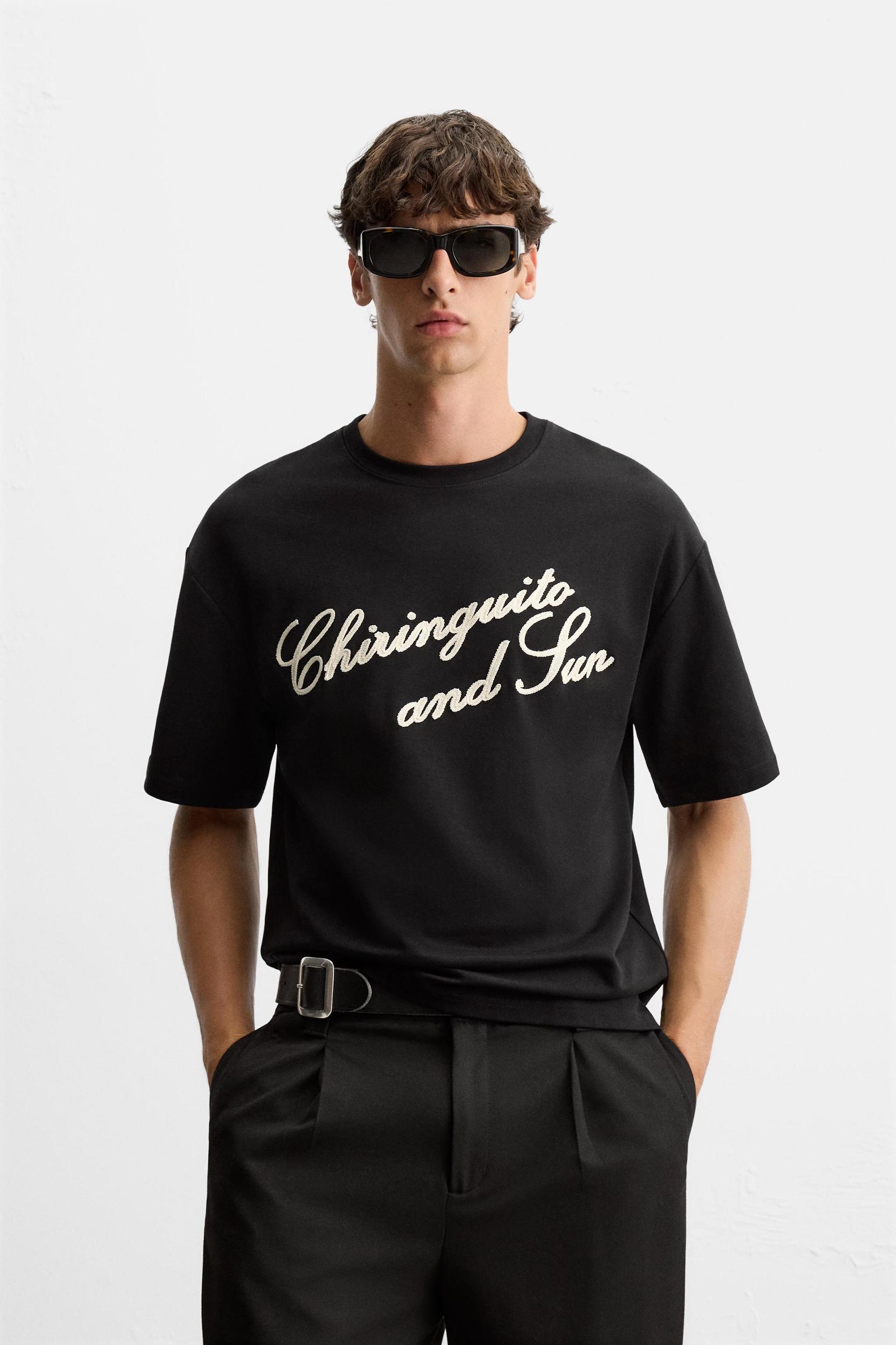 EMBROIDERED TEXT T-SHIRT Product Image