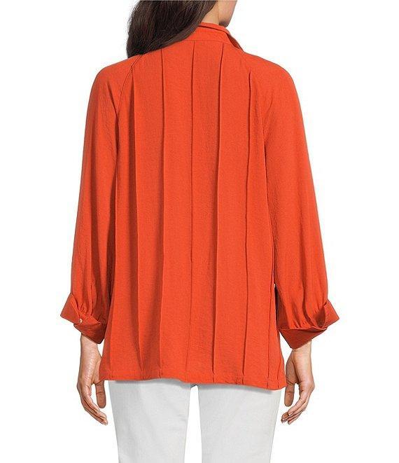 John Mark Wire Collar Split V-Neck 3/4 Sleeve Pintuck Detail Top Product Image
