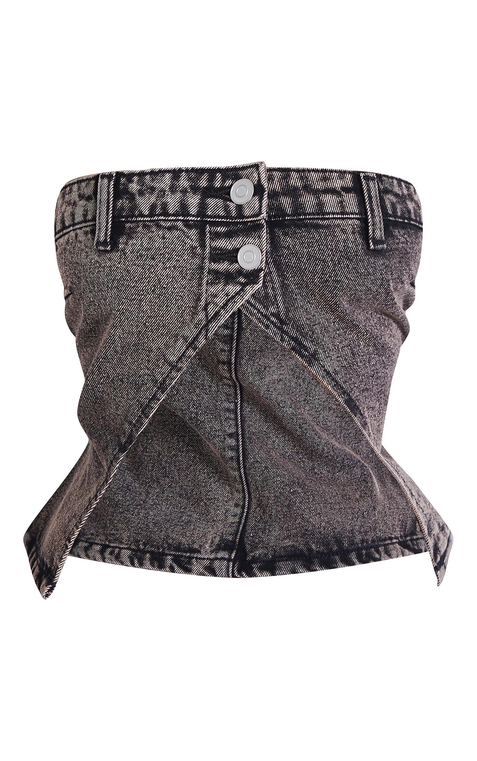 Petite Washed Grey Bandeau Open Top Product Image