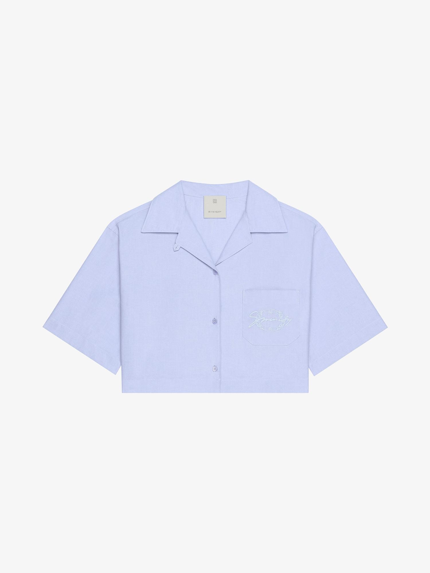 Cropped shirt in cotton with GIVENCHY medallion Product Image