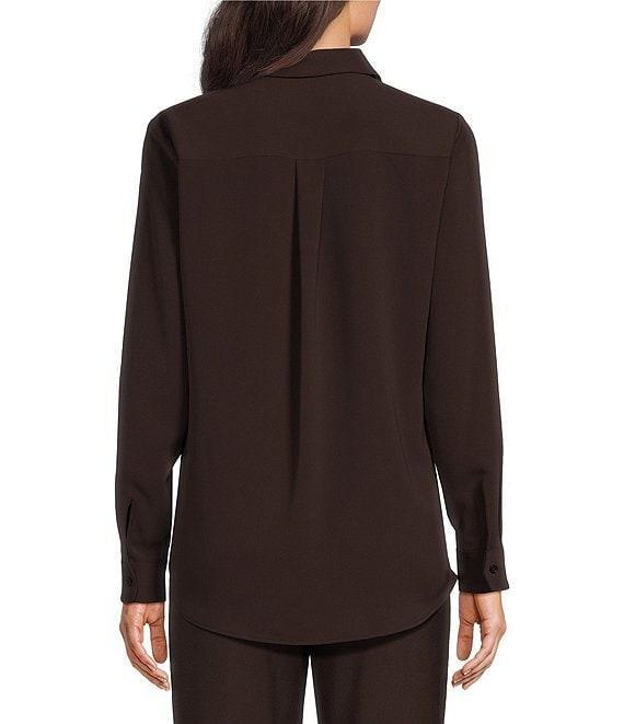 Alex Marie Piper Lightweight Soft Crepe de Chine Point Collar Long Sleeve Button Front Top Product Image