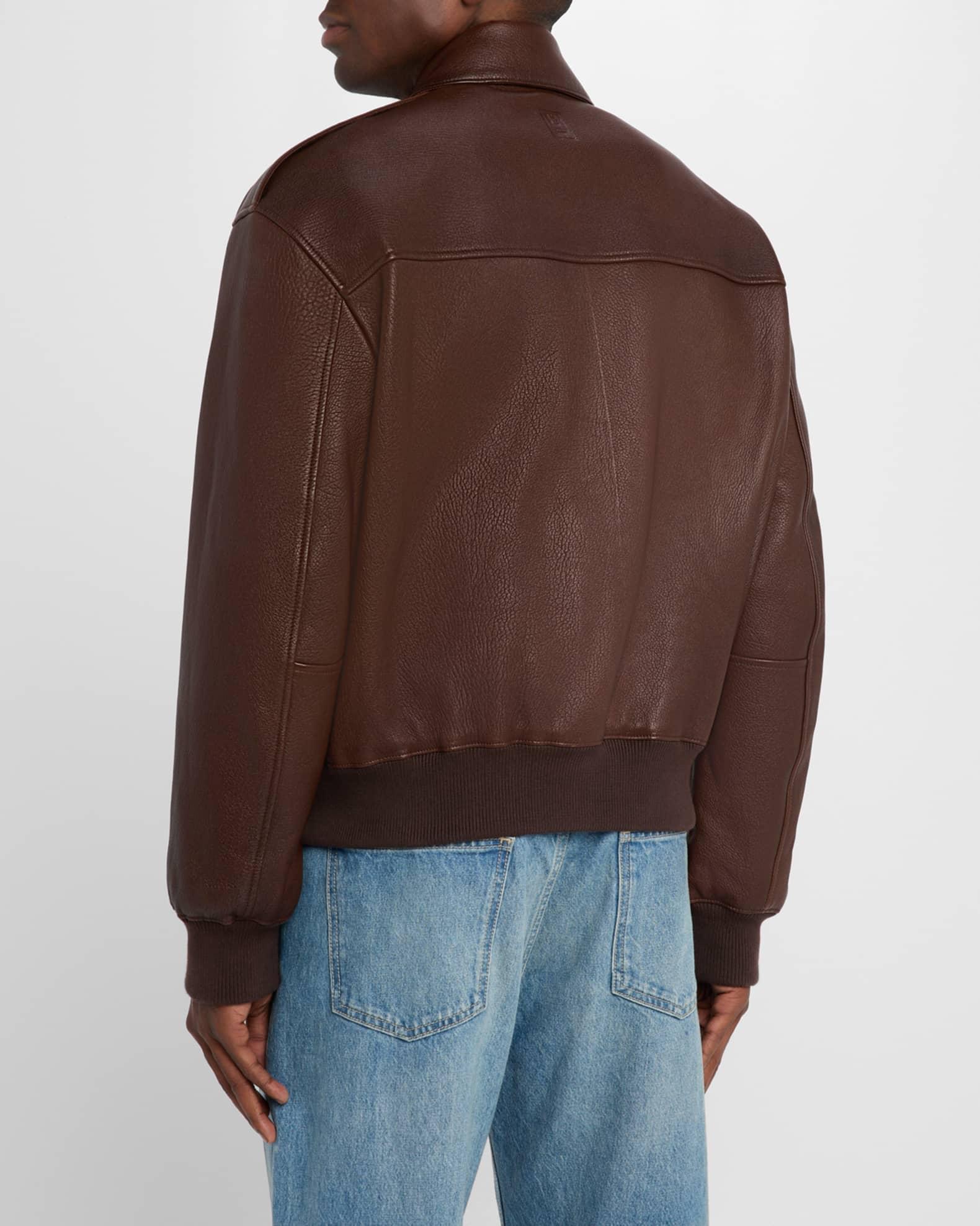 Men's Leather Blouson Jacket Product Image