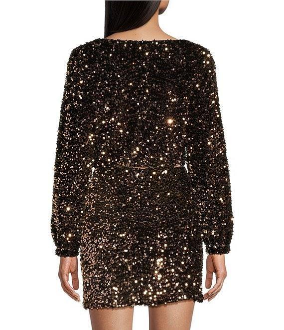 Evolutionary Coordinating Sequin Scoop Neck Long Sleeve Top Product Image