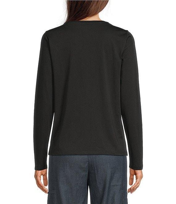 Eileen Fisher Organic Cotton Jersey Knit Round Neck Long Sleeve Top Product Image