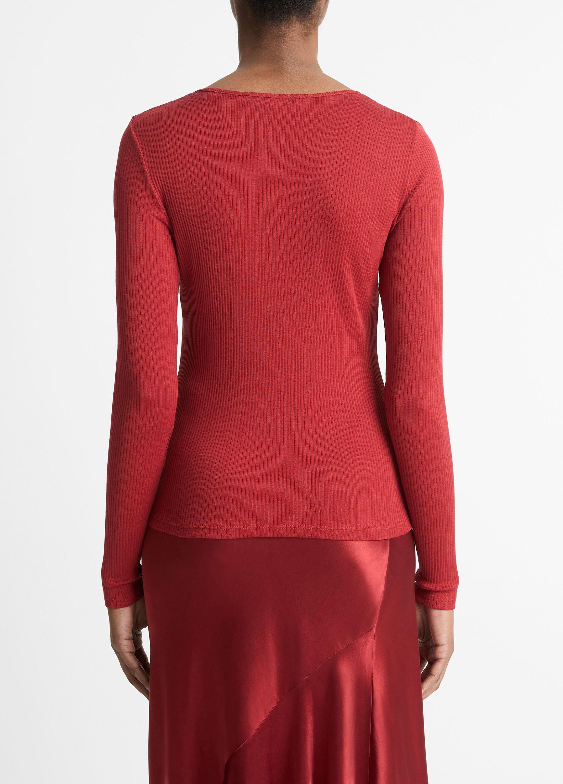 Ribbed Pima Cotton Long-Sleeve T-Shirt Product Image