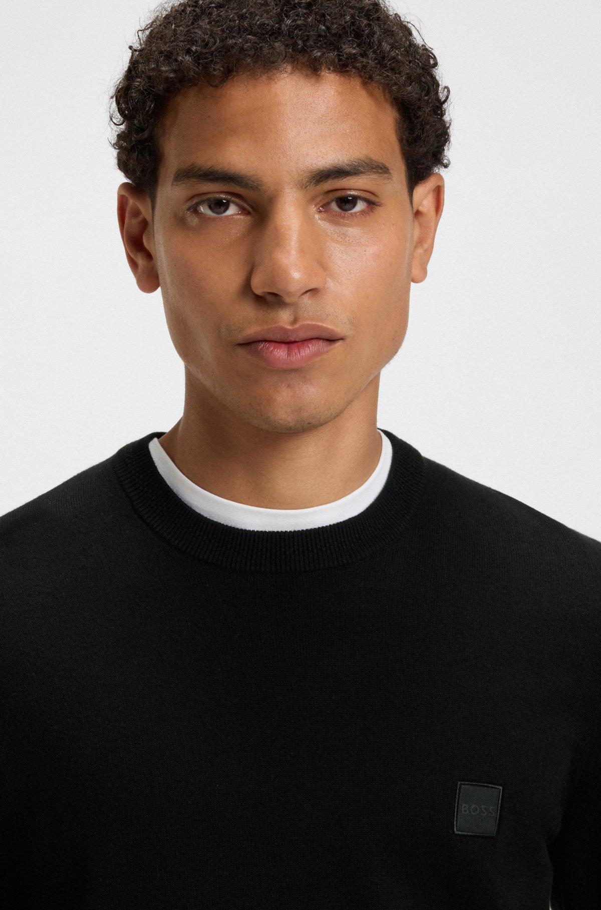 Cotton-cashmere regular-fit sweater with logo patch Product Image