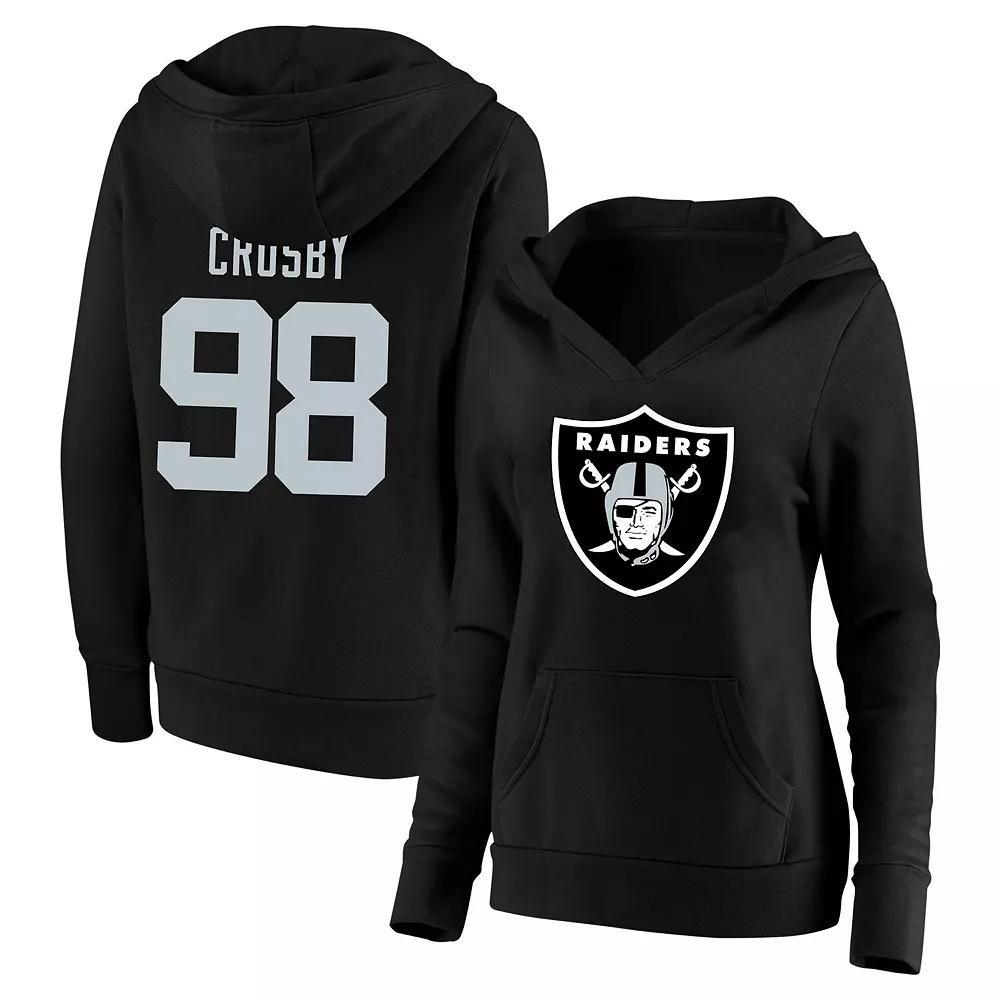 Women's Fanatics Maxx Crosby Black Las Vegas Raiders Plus Size Player Name & Number V-Neck Pullover Hoodie, Size: 4XL, Lvr Black Product Image