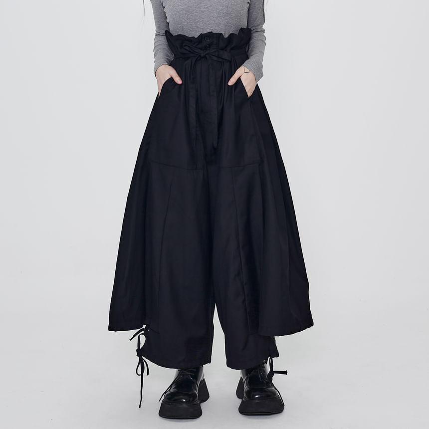 High Waist Plain Paperbag Culottes Product Image