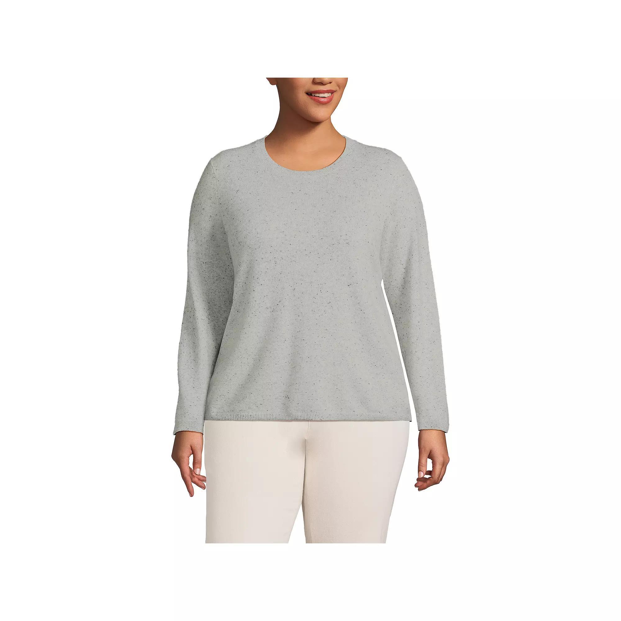 Plus Size Lands' End Crewneck Cashmere Sweater, Women's, Size: 2XL, Purple Heather Product Image