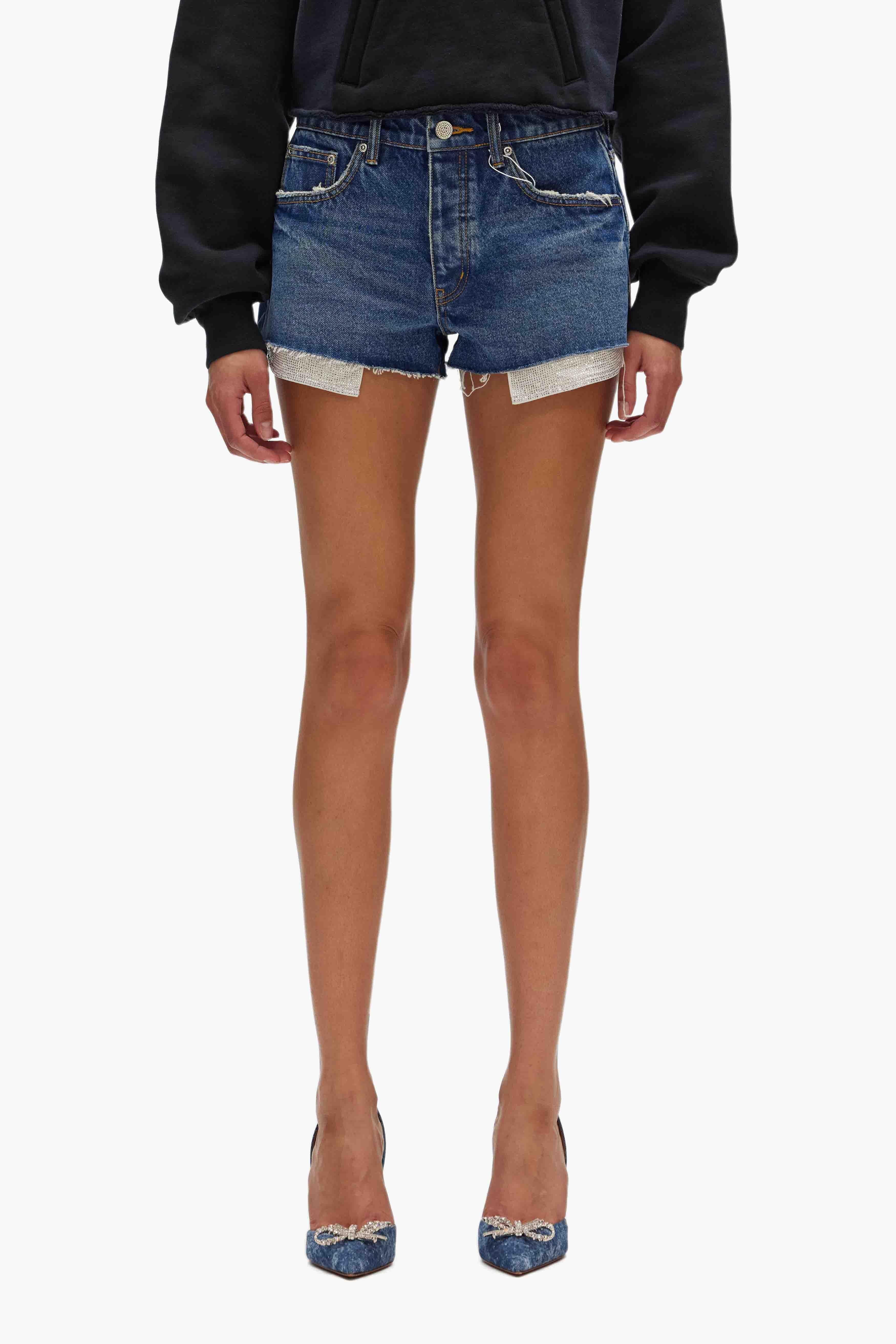 Rhinestone Denim Shorts Female Product Image