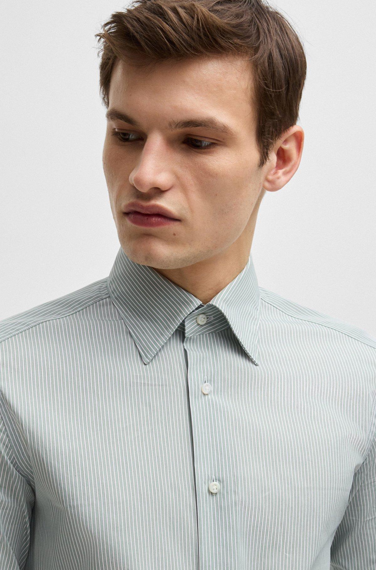 Slim-fit shirt in striped cotton Product Image