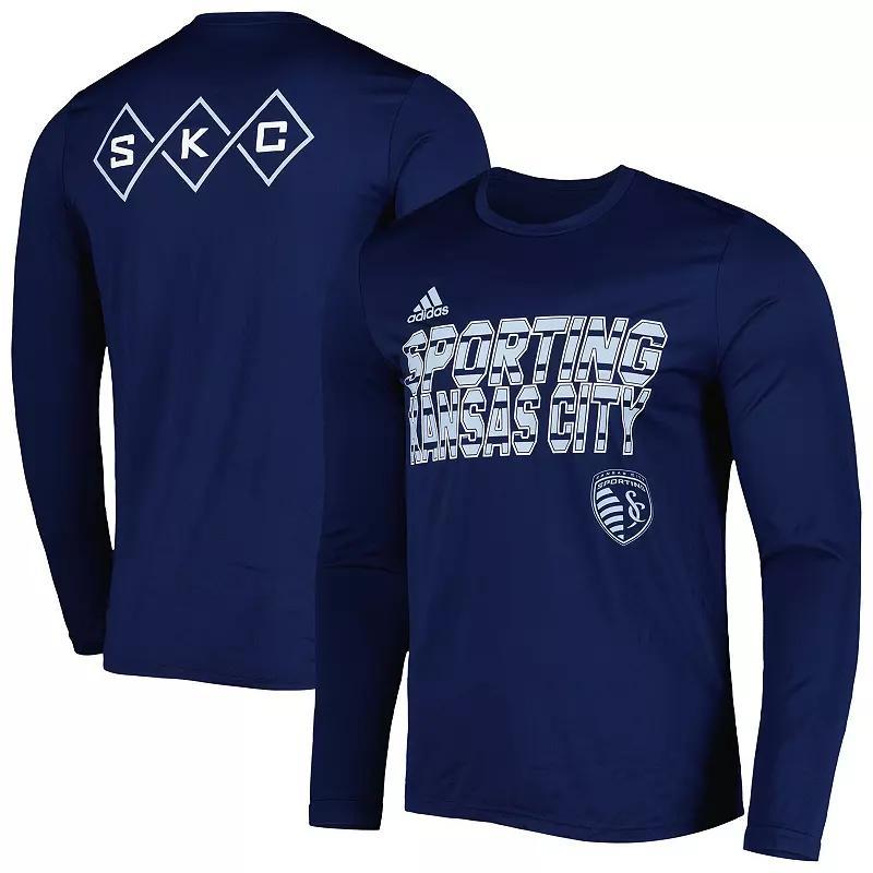 Mens adidas Sporting Kansas City Jersey Hook AEROREADY Long Sleeve T-Shirt Blue Product Image