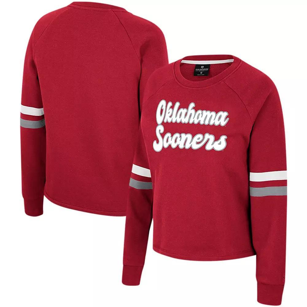 Women's Colosseum Crimson Oklahoma Sooners Talent Competition Raglan Pullover Sweatshirt,  Product Image