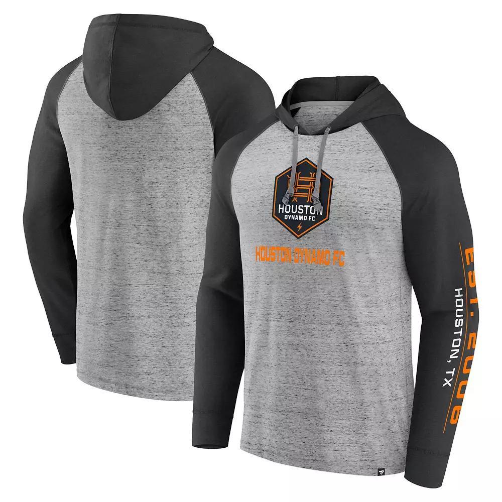 Men's Fanatics Branded Steel Houston Dynamo FC Deflection Raglan Pullover Hoodie,  Product Image
