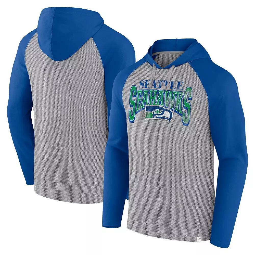 Men's Fanatics Gray/Royal Seattle Seahawks Under Center Long Sleeve Hoodie T-Shirt, Size: 3XL, Grey Product Image
