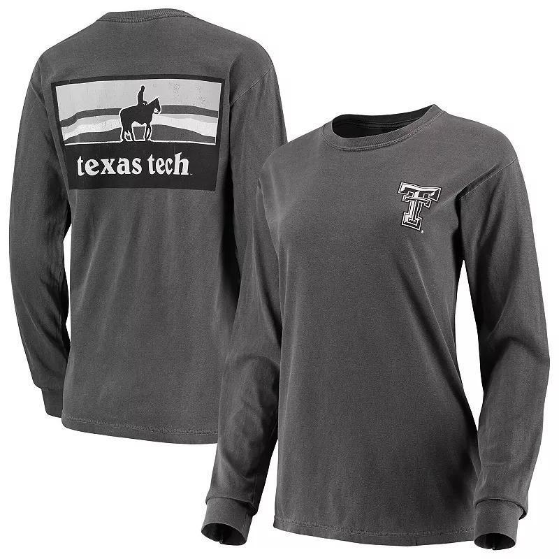 Womens Charcoal Texas Tech Red Raiders Comfort Colors Campus Skyline Long Sleeve Oversized T-shirt Product Image