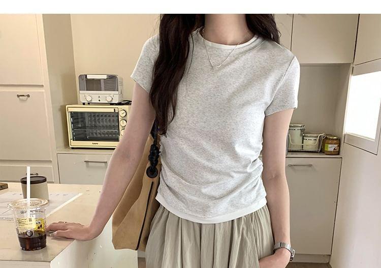 Mock Two-Piece Short-Sleeve Round Neck Tee Product Image