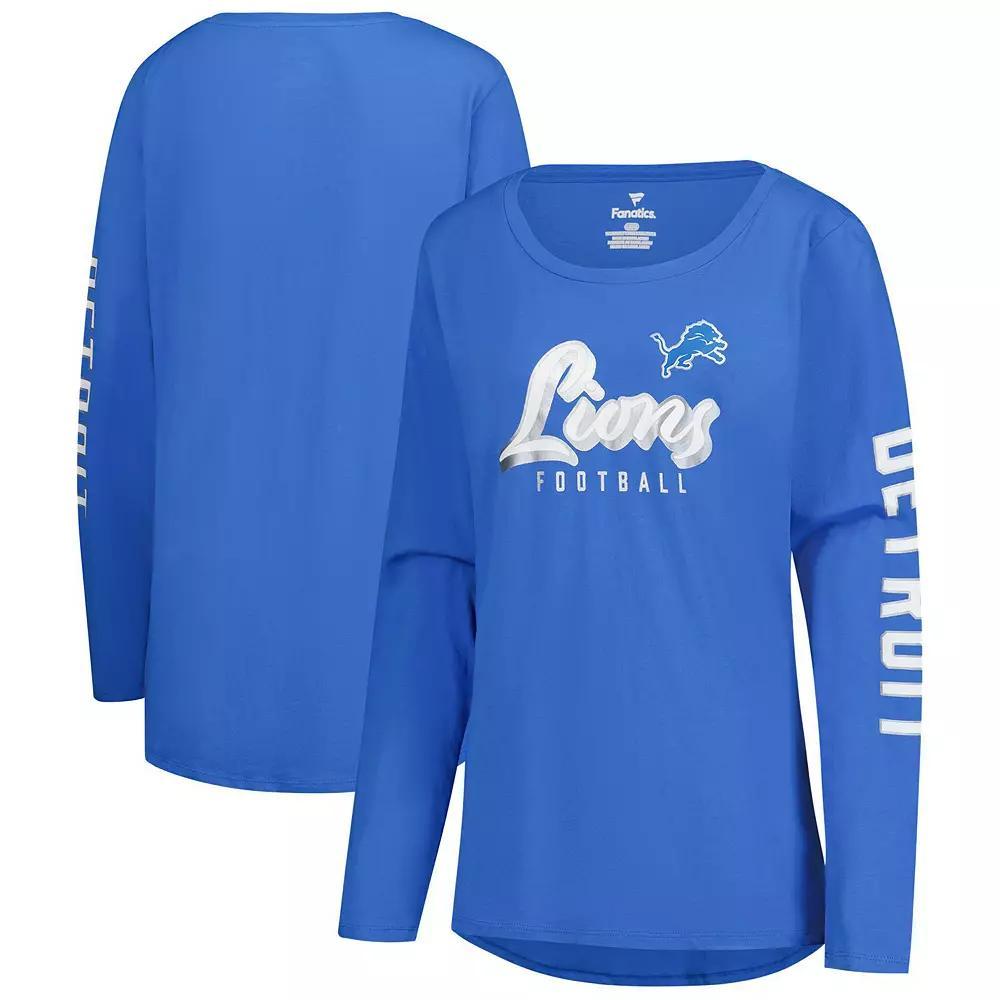 Women's Fanatics Blue Detroit Lions Cheerleader Long Sleeve T-Shirt, Size: 2XL Product Image