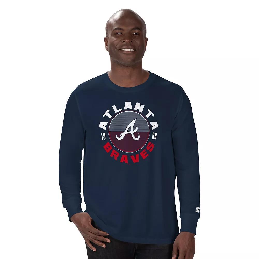 Men's Starter Navy Chicago Bears Half Time Long Sleeve T-Shirt,  Product Image