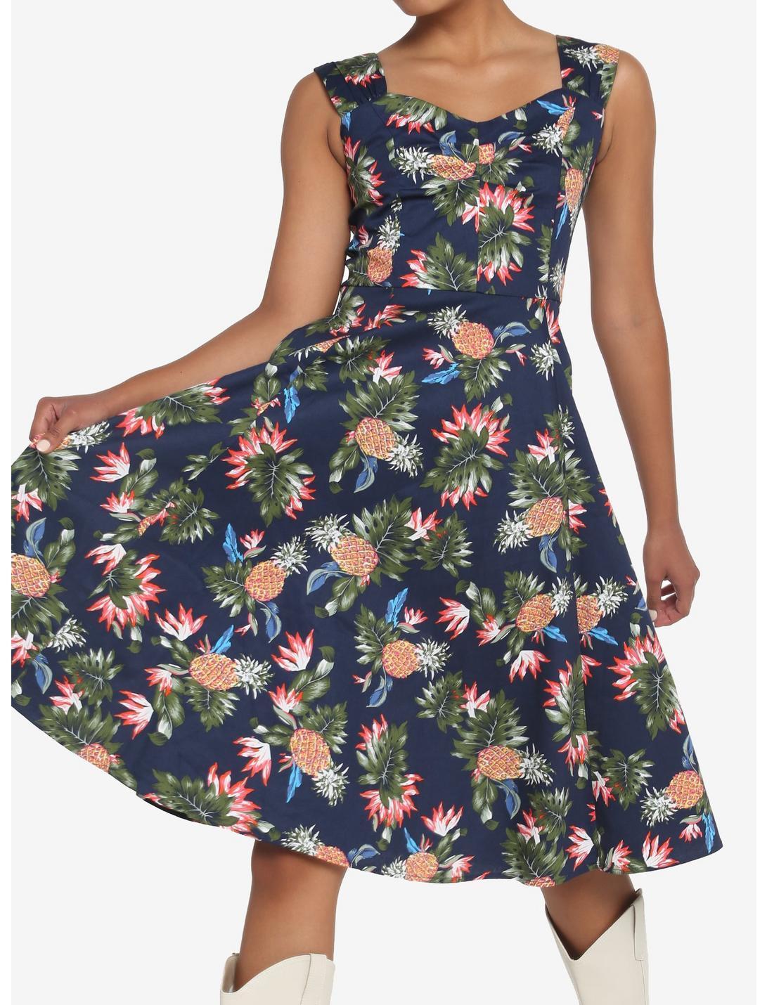 Navy Tropical Retro Dress Product Image