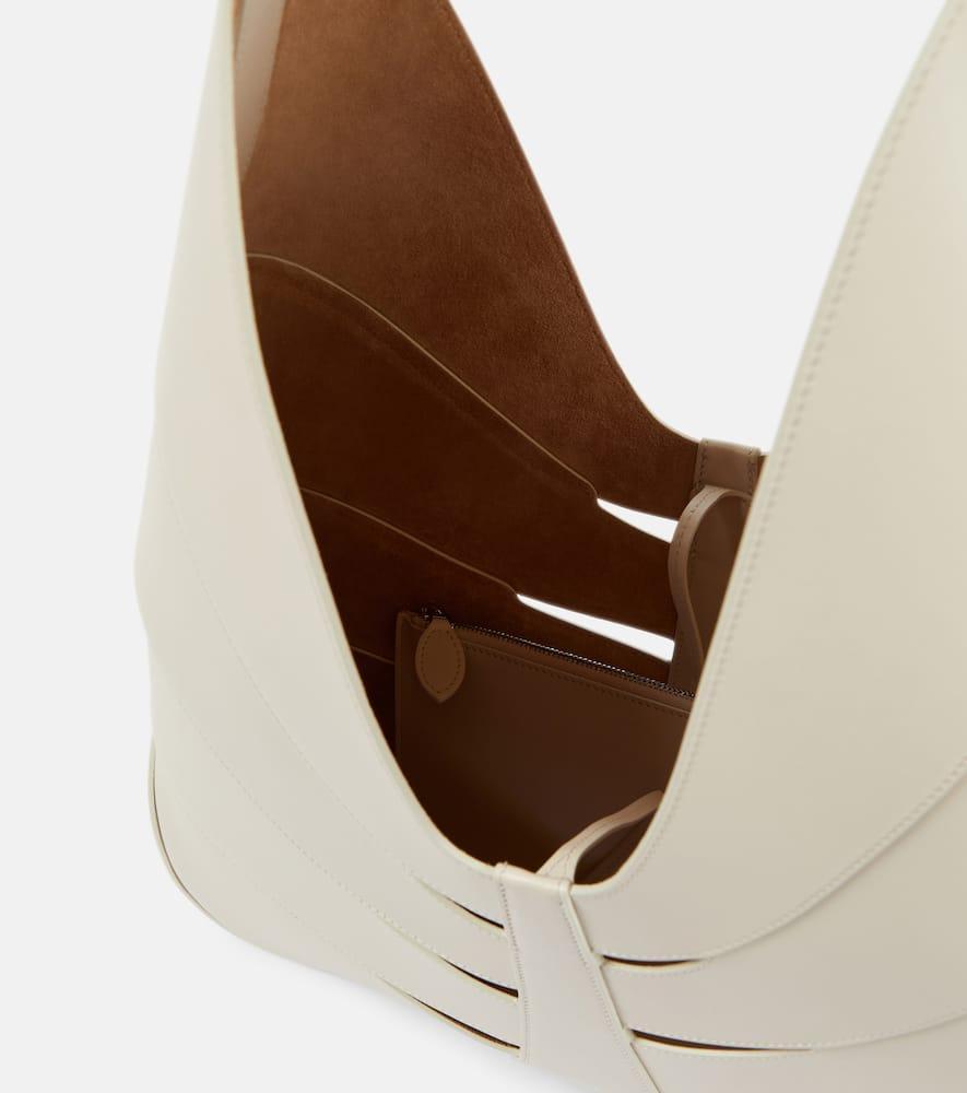 ALAÏA Delta Leather Shoulder Bag In Cream Product Image