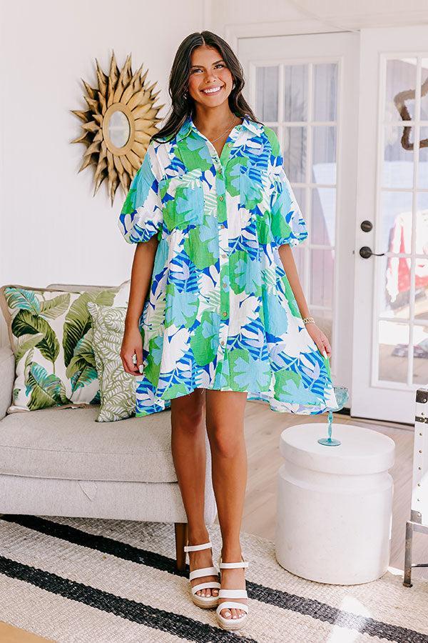 Tropical Vacay Button Down Mini Dress Product Image