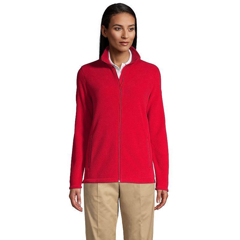 Women's Lands' End Full-Zip Long Sleeve Fleece Jacket, Size: Small, Green Product Image