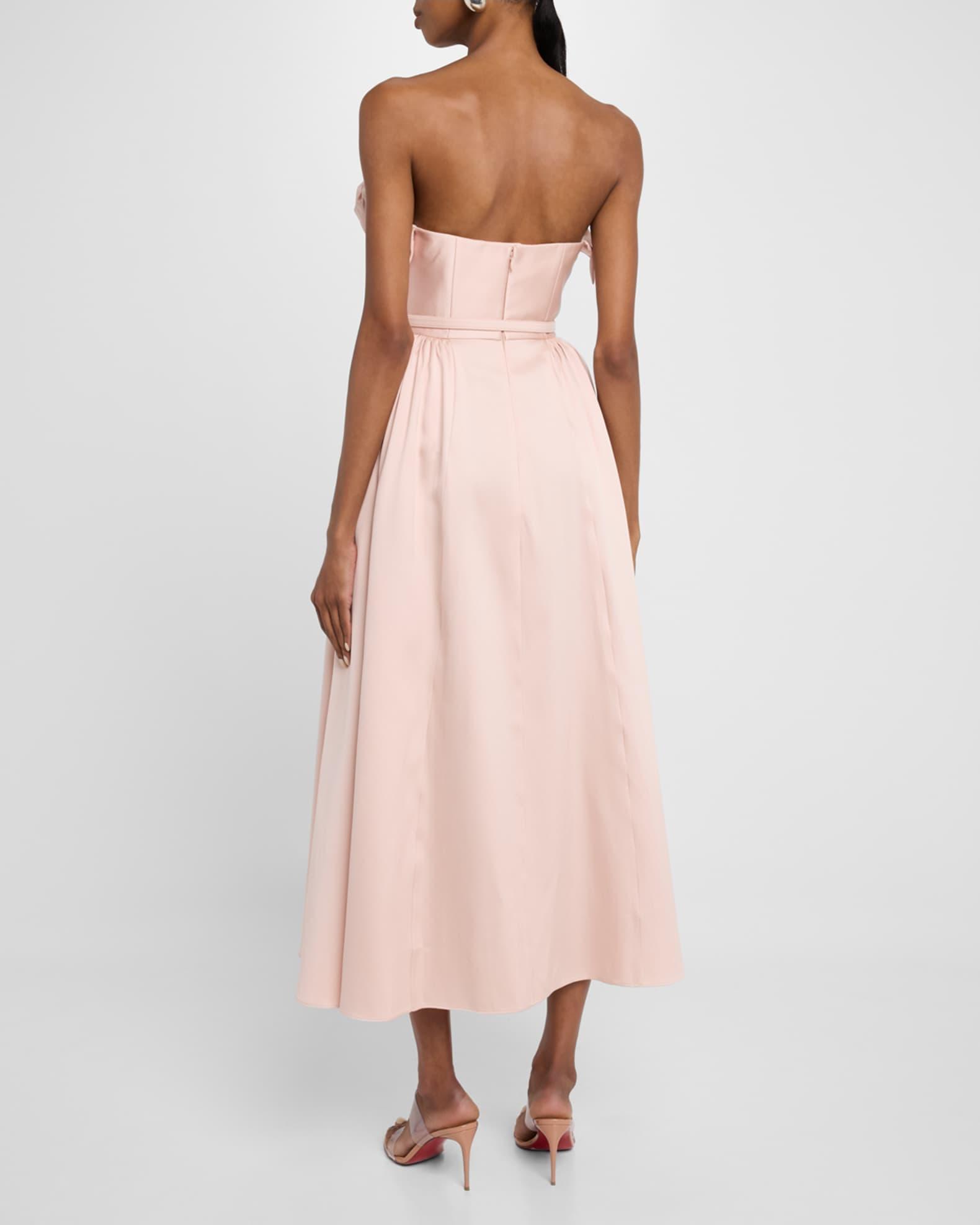 Strapless Ruffle Drape Midi Dress Product Image