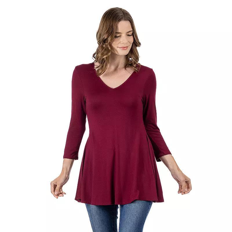 Women's 24Seven Comfort Apparel V Neck Tunic Top, Size: XL, Penny Product Image