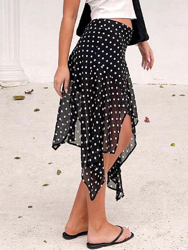 Polka Dot Contrasting Colours Chiffon Maxi Skirt Product Image