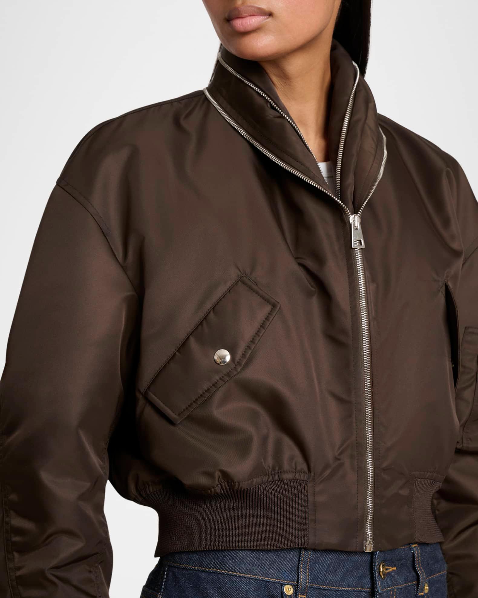 Zipped Double Shawl-Collar Crop Bomber Product Image